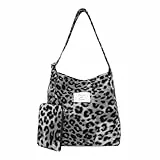 Myhozee Damen Umhängetasche Women's Handbag Cord Tasche Shoulder Bag Leoparden Tote Tasche Beuteltasche Vintage Shopper Bag for Everyday, Office, School Trip and Shopping