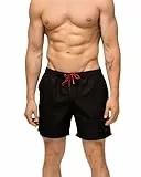DANISH ENDURANCE Badehose Herren Kurz, Badeshorts mit Taschen, Sporthose, Schnelltrocknend & Atmungsaktiv, Schwarz, L