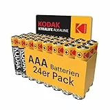 KODAK AAA Alkali Batterien 1,5V (24 Stück) Hochleistungsbatterien Bis Zu 109% längere Lebensdauer, 10 Jahre lagerfähig