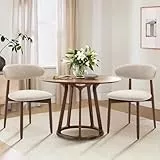 COLAMY Küchenstuhl Esszimmerstühle 2er Set, Moderne Polsterstuhl Essstühle mit Fester Rückenlehne, Stoff Esszimmerstühl mit Holzbein für Esszimmer, Küche, Restaurant, Beige