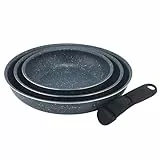 Russell Hobbs RH03293EU7 Smart Clip Bratpfannen-Set - 3 antihaftbeschichtete Pfannen mit abnehmbarem Griff, für Induktion geeignet, backofenfest, stapelbar, platzsparend, 20/24/28 cm, Nightfall Stone.