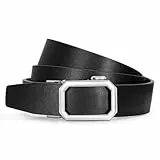 SUOSDEY Ratschengürtel für Damen, Automatik Ledergürtel ohne löcher für Jeanshosen verstellbare 31 mm Breite schwarz