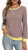 Neineiwu Oversize Pullover Damen Streifen Langarm Herbst Rundhals Sweatshirt Y2K Oberteile