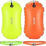 JOTO 2-Stück Schwimmboje,Gut Sicherheit beim Schwimmen,Ultraleichte Swim Bubble Sicherheitsboje Abschleppwagen mit Hüftgurt für Open Water und Triathlon, Wertgegenstände am See Pool –OrangeNeongelb