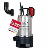 T.I.P. Schmutzwasser Tauchpumpe Edelstahl 180 PX - 10.500 l/h Fördermenge, 7m Eintauchtiefe, 7m Förderhöhe, leistungsstarke Tauchpumpe, robust und langlebig, ideal für Kellerentwässerung 30121