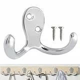 PAIDASHU 6 Stück Kleiderhaken Wandhaken zum Aufhängen, robuste Doppelzinken-Metallhaken, Wandmontage für Wohnzimmer, Badezimmer, Küche, Schlafzimmer, für Mantel, Tasche, Schal, Handtuch, Hut