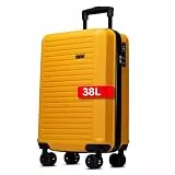 NOWI Handgepäck Koffer M 38L – Kleiner Hartschalen-Trolley Suitcase Luggage – Bordgepäck rollkoffer, Zahlenschloss, Ultraleicht handgepäck Trolley (Gelb, M)