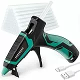 MAXDONE Heißklebepistole Akku mit 30 Heißklebesticks, USB Typ-C Aufladende & Heissklebepistole Akku 3000mAh, Klebepistole Kabellos mit 30 Stück 7mm Klebesticks zum Basteln DIY und Schnelle Reparaturen