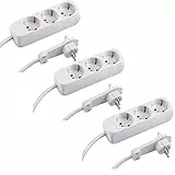 Meister Steckdosenleiste 3-fach - 3er Set - Extraflacher Stecker - 1,4 m Kabel - weiß - IP20 Innenbereich, Mehrfachsteckdose mit Flachstecker, Tischsteckdose, Steckerleiste, 7430180