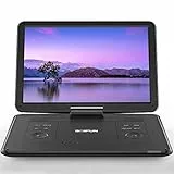 BOIFUN 17,5’’ Tragbarer DVD Player mit 15,6’’ HD Display, 6 Stunden Wiederaufladbare Batterie, Unterstützung für USB/SD-Karte/AV-Übertragung, Sync TV/Projektor Bildschirm, Schwarz