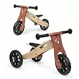 Hauck First Ride Eco, Fuchs - 2 in 1 Holz Dreirad Rutscher & Zweirad Laufrad mit 7,5 Zoll Räder für Kleinkider ab 1 Jahr bis 20 kg, mit Höhenverstellbarem Sattel, Tragegriff, Fox