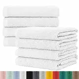 BaSaTex Frottee Handtücher 50x100 im 8er Pack aus 100% Baumwolle - Made in Green Zertifiziert - mit Aufhängeschlaufe - Farbe: Weiss