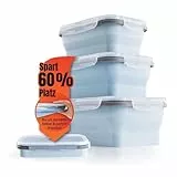 GOURMETmaxx Frischhaltedosen mit Deckel Klick-it 4-Dosen-Set | Zusammenfaltbare Aufbewahrungsboxen für Meal Prep | Luftdichte & auslaufsichere Vorratsdosen mit Deckel | BPA-frei & mikrowellengeeignet