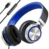 Bywulanda USB-C Kopfhörer mit Mikrofon und Lautstärkeregler, Over Ear Stereo Headsets für iPhone 15, 16 Pro, kabelgebunden, Faltbare Kopfhörer für Smartphones, Chromebook, Laptop, Tablets, Reisen