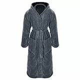 Gräfenstayn® Damen & Herren Kuschelfleece Bademantel mit Kapuze Größe S-XXXL mit Öko-Tex Standard 100 Flanell Fleece (L, Anthrazit)