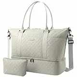 HOTOR Reisetasche Handgepäck - Große Weekender Damen Tasche mit Schuhfach, Praktische Reisetasche Damen und Handgepäck Tasche für Übernachtungen, Leicht und Kompakt, Beige, 34.0 x 45.0 x 20.0 cm