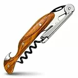 Kellnermesser für Profis FALCORK® 144 Effizienz – Ein-Schritt-Korkenzieher & Flaschenöffner für Intensiven Einsatz in der Gastronomie mit Optimal Markierter Helix & Glattem Griff aus Natur-Olivenholz