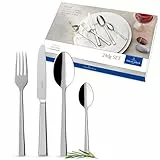 Villeroy & Boch – Victor Besteckset 24 tlg. Silber/Platin, Spülmaschinenfest, Rostfrei, Besteck Set 24 teilig, Gabel, Messer, Löffel, Essbesteck Set, Edelstahl