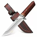 SMITH CHU Outdoor Messer M390 Stahl, Japanisches Camping Messer mit Lederscheide, Scharfe und tragbare Überlebenswerkzeuge, Weihnachtsgeschenke für Männer