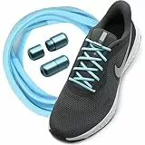 Run out sports Elastische Schnürsenkel ohne binden mit Metallkapseln rund Schuhbänder mit Schnellverschluss bunt Kinder Erwachsene (Light Blue)
