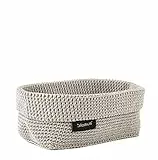 blomus -TELA- Häkelkorb L aus Kunstfaser, Sand, Korb für Aufbewahrung, hochwertige Verarbeitung, exklusive Optik, ideal für Handtücher, Kosmetik etc. (H / B / T: 9 x 12 x 20 cm, Sand, 68886)