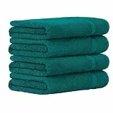 Luckytowel Handtücher Set 50x100 cm – Oeko-TEX Handtuch-Set aus 100% Baumwolle mit 600 g/m² – Frottiertücher mit Aufhängeschlaufe – flauschig & saugstark – Frottee Handtuchset – 4er Pack Petrol
