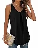 WIHOLL Tank Top Damen Sommer Locker T Shirt ärmellos V Ausschnitt Oberteile Blusen Tuniken Tshirt 2025 Schwarz XL