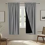 BellaHills 100% Verdunklungsvorhänge 2er Set - Thermovorhang Hitzeschutz - Vorhang Blickdicht Gardinenschals - Lärmschutzvorhang Gardinen, H214 x B132 cm, Taubengrau