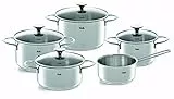 Fissler Copenhagen/Edelstahl-Topfset, 5-teilig, Kochtopf-Set, Töpfe mit Glas-Deckel (3 Kochtöpfe, 1 Bratentopf, 1 Stielkasserolle-deckellos) - Induktion