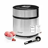 Cloer 9959 Eismaschine für Eis Creme, Eis, Frozen Joghurt und Sorbet, 1,5 l Fassungsvermögen, LED-Display, inkl. Eisportionierer, Metallgehäuse