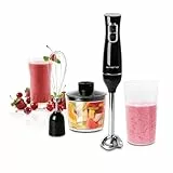 EMERIO Stabmixer Set 4-in-1 mit 2 Geschwindigkeiten + TURBO Funktion | Edelstahl | Stabmixer + Schneebesen + 500ml Multi-Zerkleinerer + 700ml Messbecher | 1,2m Kabel | kraftvolle 400W | HB-130492