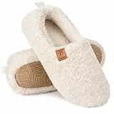 EverFoams Damen Winter Warme Hausschuhe Kunstwolle Memory Foam Geschlossen Pantoffeln, Weiß, 40/41 EU
