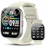 Niderson Smartwatch Herren Damen, 1,85' HD Smart Watch Touchscreen mit Telefonfunktion, Pulsmesser Schlafmonitor, 112 Sportmodi Fitness Tracker, IP68 Wasserdicht Sportuhr für iOS Android, Cremefarben