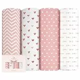 Yoofoss 4er Pack Baby Pucktuch 120x120 cm Mullwindeln aus Baumwolle und Bambus Wickeltuch Swaddle Decke Tücher als Babydecke Puckdecke Mulltücher Badetuch Wickeldecke