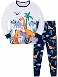 TCWWBB Schlafanzug Langarm Zweiteilig Pyjama Set Dinosaurier Bagger Moster Truck Baumwolle Winter Schlafanzüge Nachtwäsche