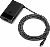 HP USB‑C Laptop‑Ladegerät 65W – Universelles Schnellladegerät für Laptop, Tablet & Smartphone, Intelligente Leistungsanpassung (15/27/60/65W), Kompakt, Robustes 180 cm USB‑C‑Kabel, Schwarz