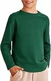 Haloumoning Jungen Langarm T-Shirt Kinder Rundhals Einfarbig Langarmshirt Basic Freizeit Oberteile Sport Tees Tops, Grün, 7-8 Jahre