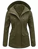 Tuopuda Jacke Damen Herbst Herbstjacke Hoodie Mantel Reißverschluss Kapuzenjacke Übergangsmantel Hooded Oberbekleidung, Armeegrün, M