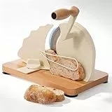 MidingChai Brotschneidemaschine Manuell mit Skalenlinien & Saugnäpfen, Einstellbare Dicke Gleichmäßige Scheiben, Rostfreien Stahlklinge, Retro Design, für Zuhause, Cafés, Bäckereien