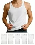 ALPIDEX Herren Classic Unterhemd 5er Set Männer Tank Top 100% Baumwolle Basic Feinripp Ärmellos Shirt Weiß Schwarz, Größe:L, Farbe:White
