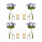 Windlicht Glas Kerzenhalter Kerzenständer Glaszylinder：Romadedi 12er Set Windlichter für Kerzen Stumpenkerzen Schwimmkerzen Kerzenglas Glasvase für Hochzeit Party Esstisch Tischdeko Wohnzimmer Deko