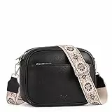 CLUCI Umhängetasche Damen, Crossbody Bag Damen Breiter Gurt PU Leder, Handtasche zum Umhängen, Schultertasche für Frauen mit einstellbarem breitem Riemen Schwarz