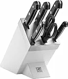 ZWILLING Gourmet Selbstschärfender Messerblock, 7-teilig, Messerset und Schere aus rostfreiem Spezialstahl/Kunststoff-Griff, Weiß [Made in Germany],