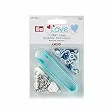 Druckknöpfe LOVE 21 Stück Jersey 8 mm blau / weiß gemischt