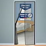 HONGTAISHENG Fliegengitter Tür Magnet, 90x210cm Insektenschutz Balkontür Automatisches Schließen, Fliegenvorhang Ohne Bohren für Wohnzimmer Schiebetür Terrassentür, Katzenkrallen Sicher, Schwarz