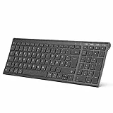 iClever BK10 Bluetooth Tastatur, kabellose Tastatur mit 3 Bluetooth Kanälen，Wiederaufladbare, Multi-Device, Funktastatur Leise Deutsches QWERTZ Layout für Windows/macOS/PC