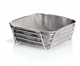 blomus -DELARA- Brotkorb L aus verchromtem Stahl, Taupe, Baumwoll-Stofftasche, trendiges und modernes Design, vielseitig nutzbar, exklusive Optik (H / B / T: 9 x 26 x 26 cm, 63668)