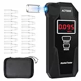 Swetfela Elektrochemischer Alkoholtester mit 15 Mundstücken & Tragetasche - UK Brennstoffzellen-Sensor Professioneller Atemalkoholmessgerät, Digitales LCD Messgerät, 50 Speicherplätzen (Schwarz)
