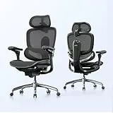 SIHOO Doro C300 V2 Ergonomischer Bürostuhl mit Netzbezug, Schreibtischstuhl mit 8D-Armlehnen & Drehbarer Lendenwirbelstütze, 3D-Kopfstütze, Sitztiefenverstellung, Neigung, für Homeoffice, Schwarz