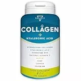 Hyaluronsäure Kollagen Komplex 2000mg - 240 Tabletten | Kollagen Kapseln | Kollagen, Hyaluronsäure, Coenzym Q10, Vitamin C, Biotin und Zink für Haut, Knochen und Gelenke
